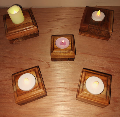 Teak Tea light Candle Holder