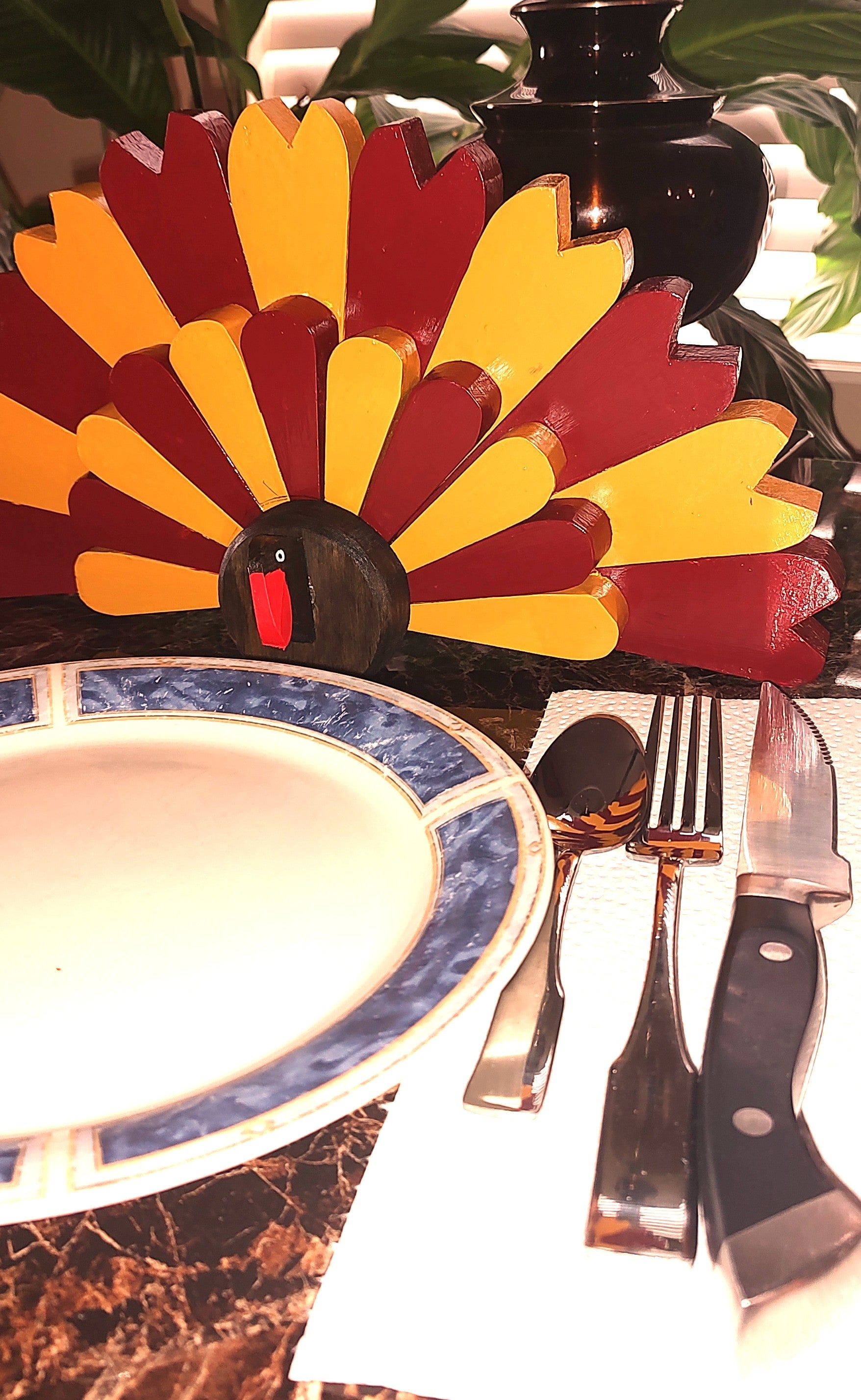 Thanksgiving Wood Turkey Table Setting