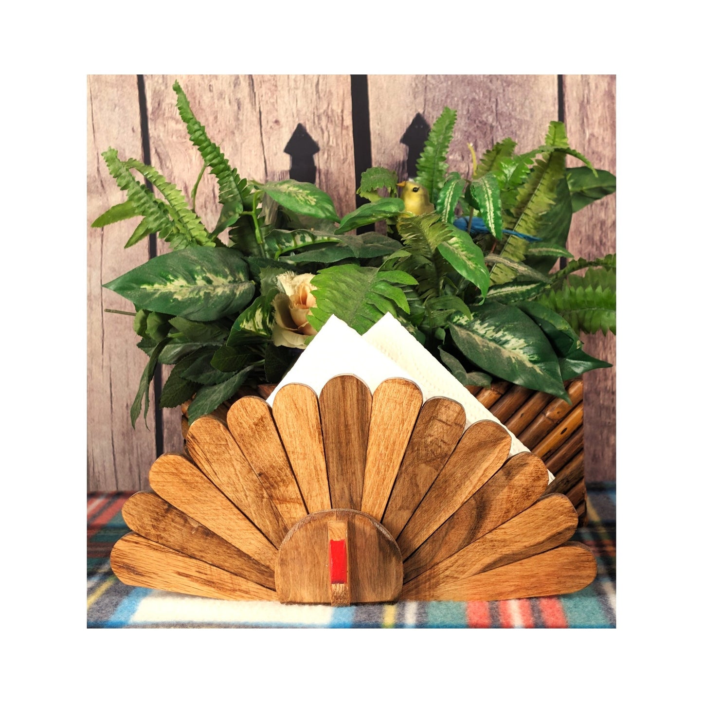 Wooden Turkey Napkin Holder  